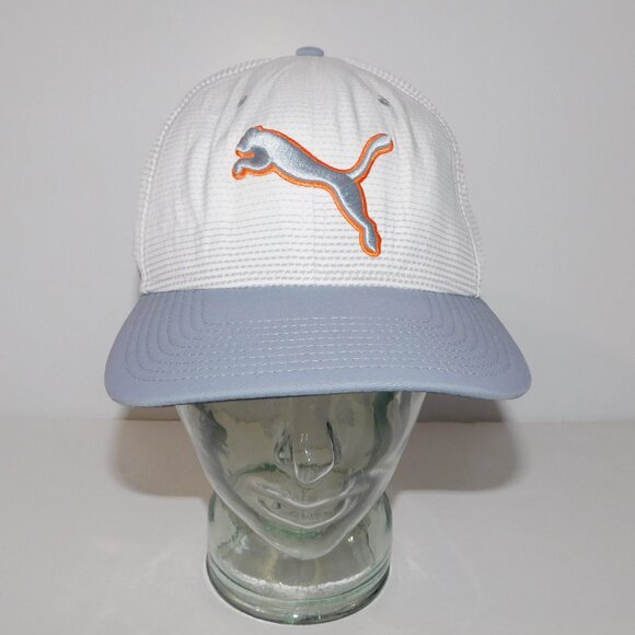 PUMA GOLF Dry Cell Mens White Gray Orange Adjustable hat Cap - Picture 1 of 9